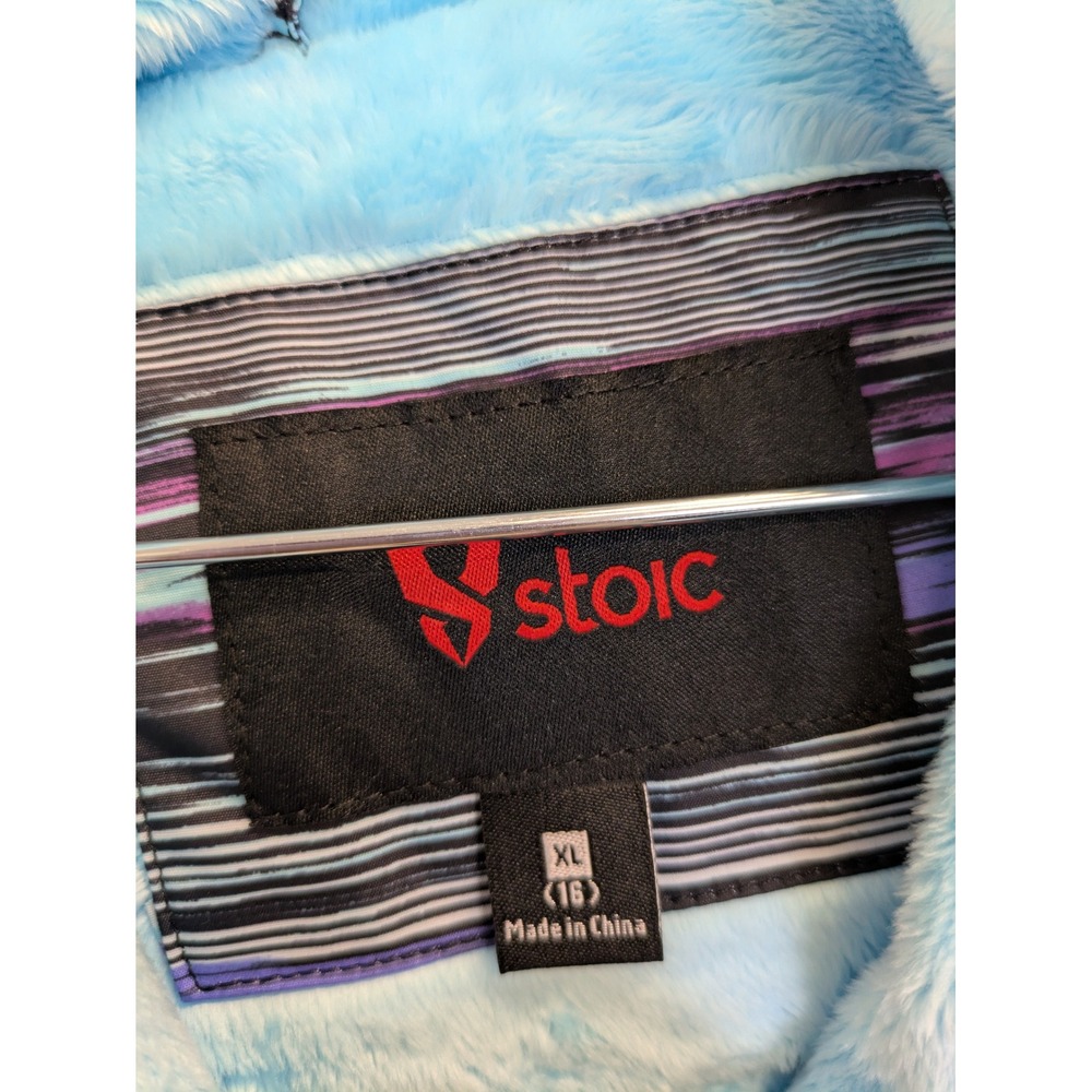 Stoic Girls Ski Jacket Floral Print Purple Black Blue Size‎ XL 16 Hooded Lined - Picture 6 of 8